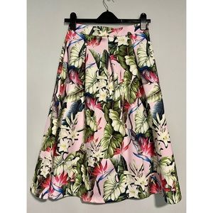 Topshop Tropical Print Scuba Midi Skirt